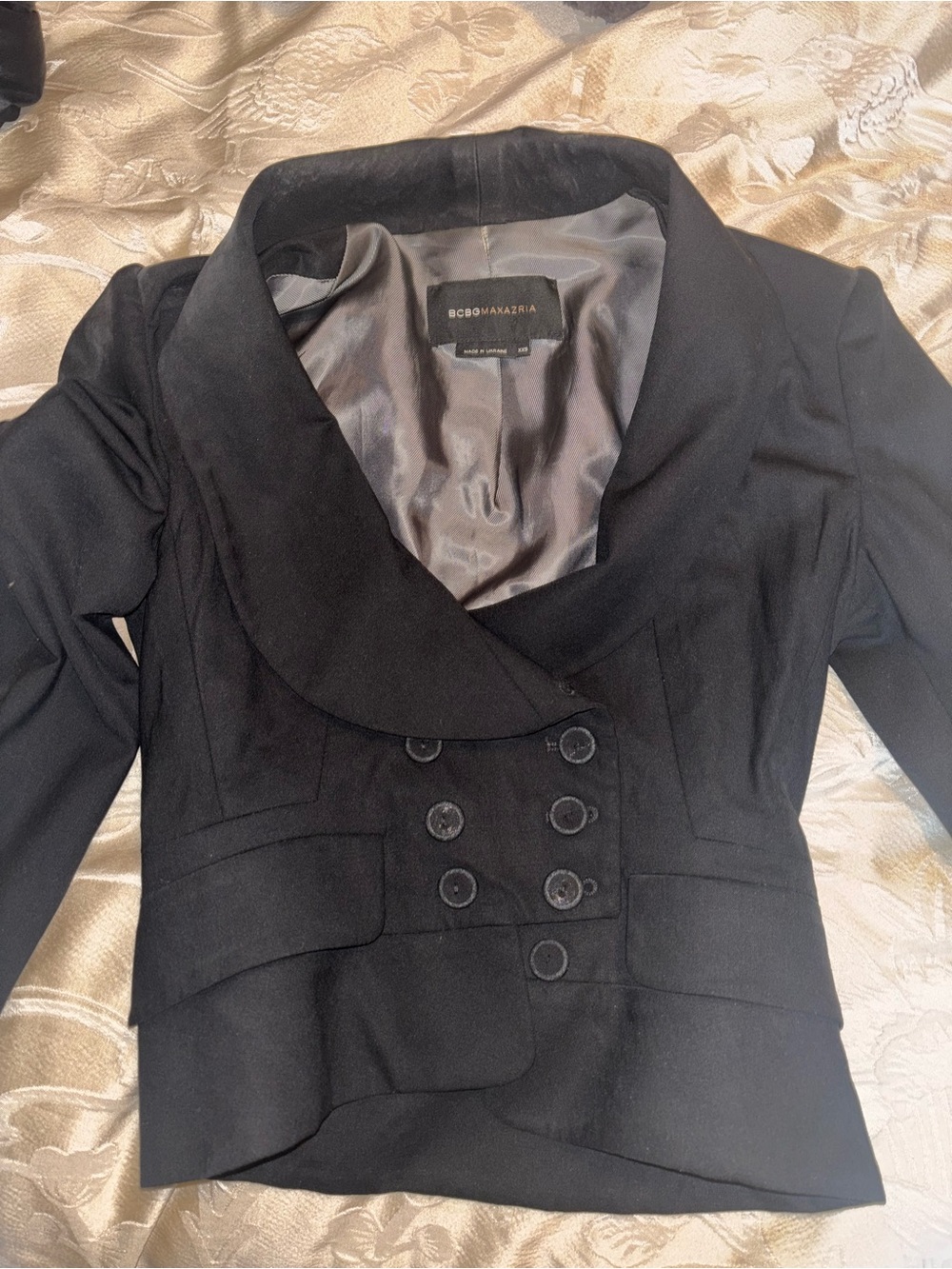 BCBGMaxAzria Black Double-Breasted Shawl Collar Blazer